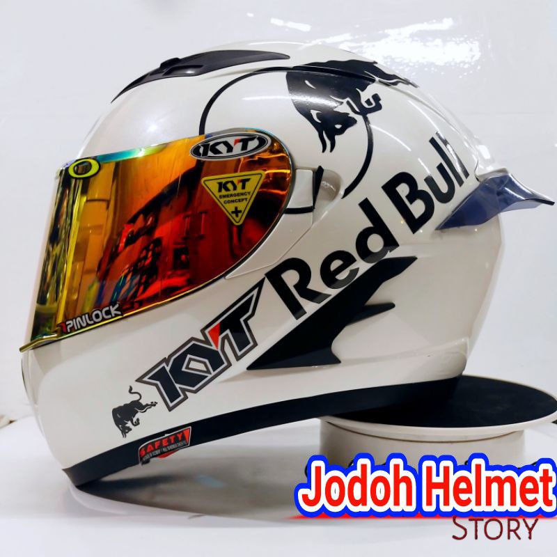 KYT HELM FALCON SOLID WHITE FULL PAKET GANTENG