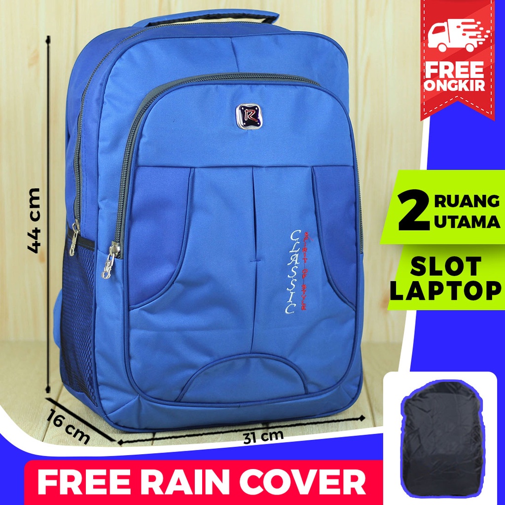 Ransel Pria Kerja Tas Polo Classic Biru Gendong Sekolah BIG PROMO Bisa Cod Tas Polo Murah Bahan D300 Sekolah Kuliah Polos