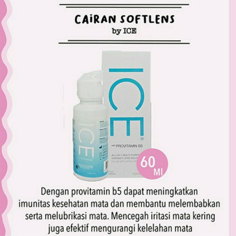 Cairan Pembersih Softlens ICE 60 ML / Air Soflens ICE 60ML / Cairan Soflen ICE 60ml Ptovitamin B5