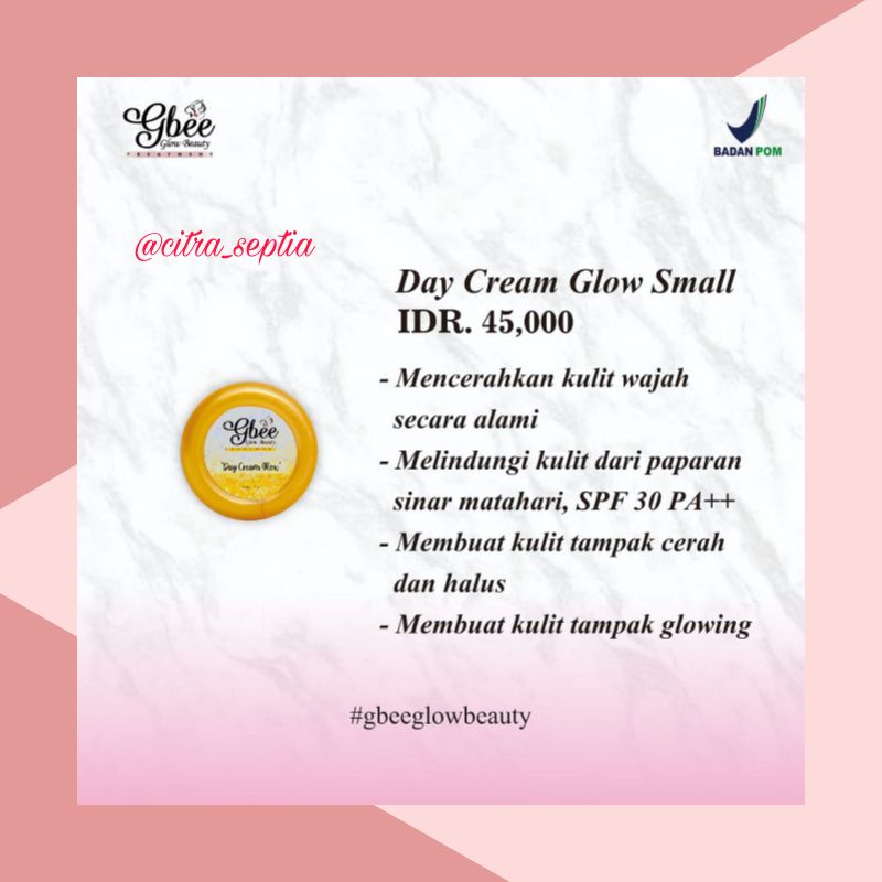 (TERMURAH) ECERAN/SATUAN GBEE GLOW BEAUTY SKINCARE BPOM-Day Cream Glow Small