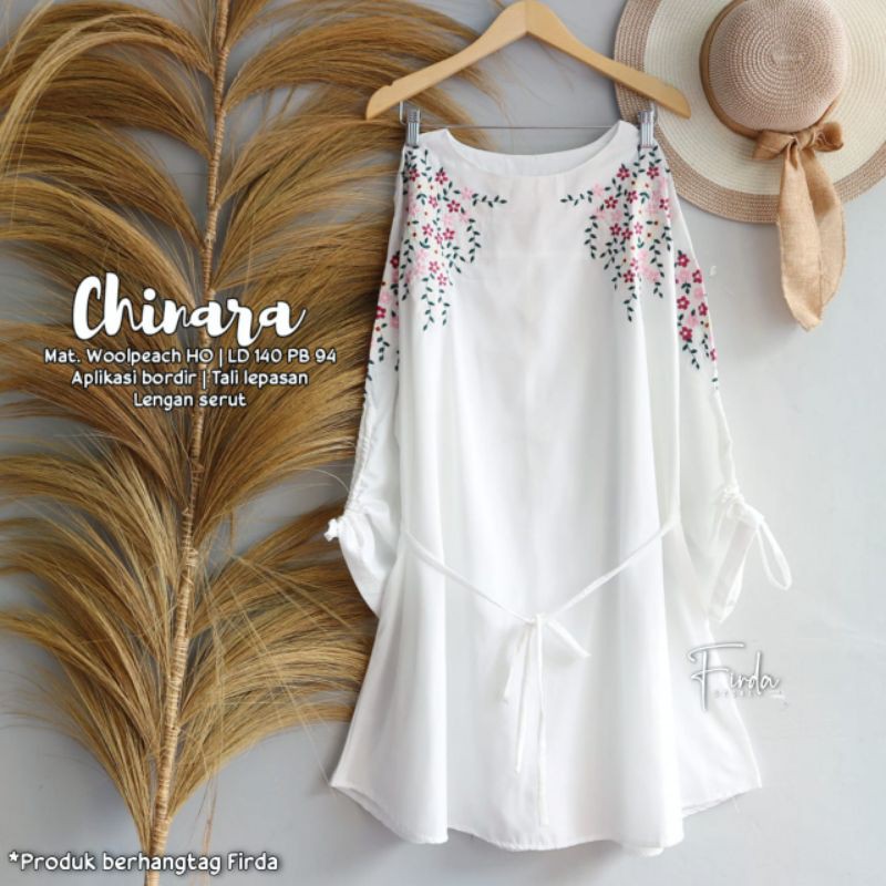 chirara, chasmere, tania  tunik putih jumbo by firda