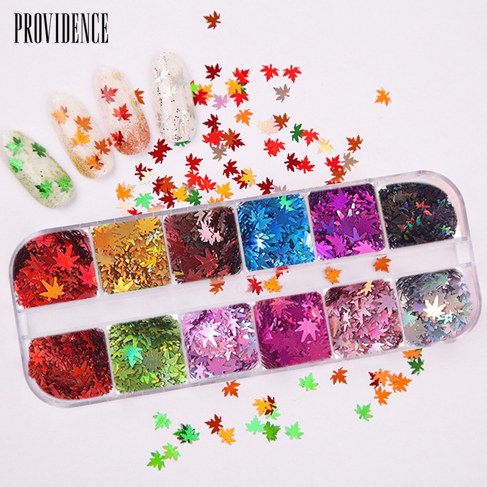 Providence 12 Color Maple Leaf Holographic Shiny Nail Art Glitter Sequins Manicure