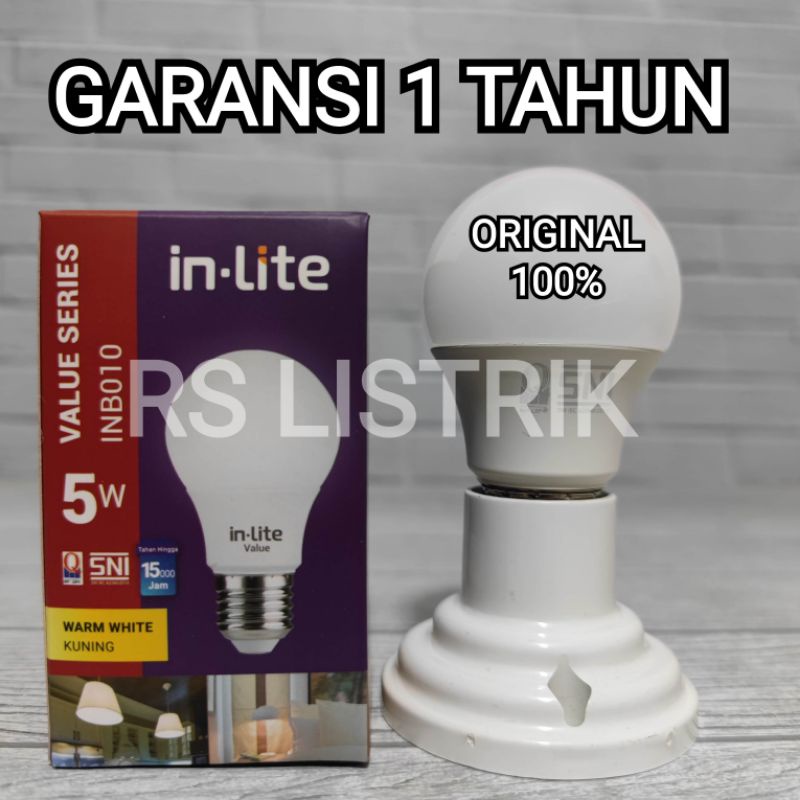 IN-LITE LAMPU LED BULB VALUE 5W 5 WATT INB010 CAHAYA KUNING 3000K WARM WHITE