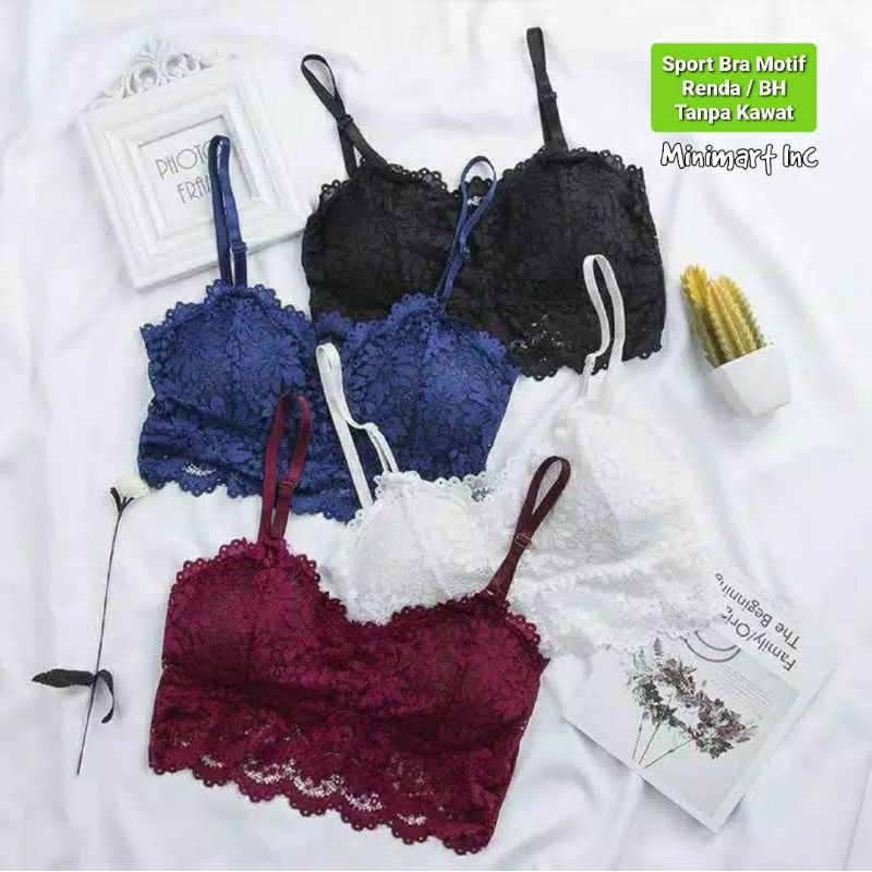 Sport Bra Motif Renda / BH Tanpa Kawat