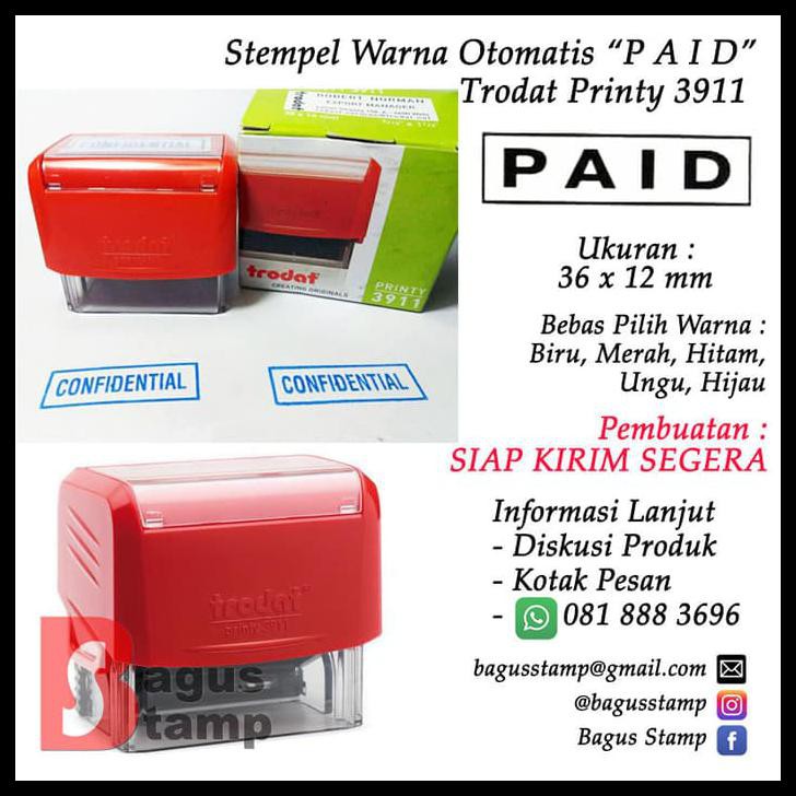 

Ready Stock Stempel Warna Otomatis Paid - Trodat Printy 3911
