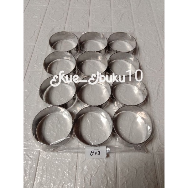 12 Pcs ring roti bulat / ring Cromboloni burger/ ring cutter stainless Cetakan Kue Cake Bakery 5/6/7/8/9/10/11/12  tinggi 3 cm