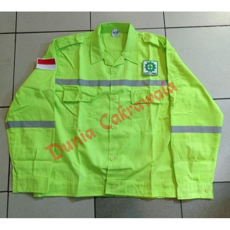 Baju Kerja Safety Plus Logo / Baju Proyek / Seragam Safety / Seragam Kerja Warna Hijau Plus Logo