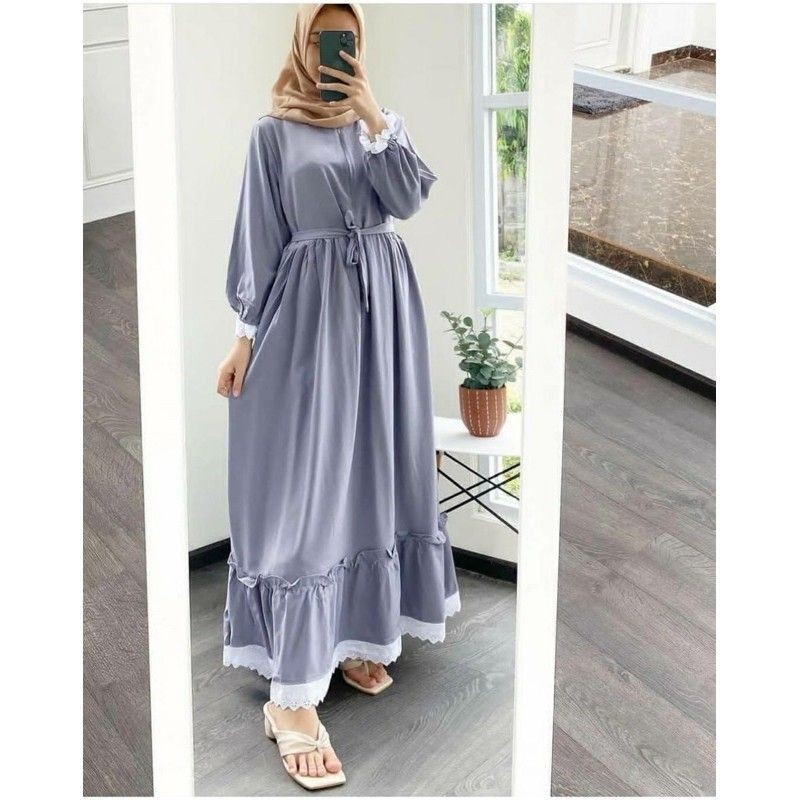 GAMIS RENDA / DRESS RAYON - MOSCREPE / GAMIS SOGAN RENDA REMPEL DAILY BUSUI WANITA