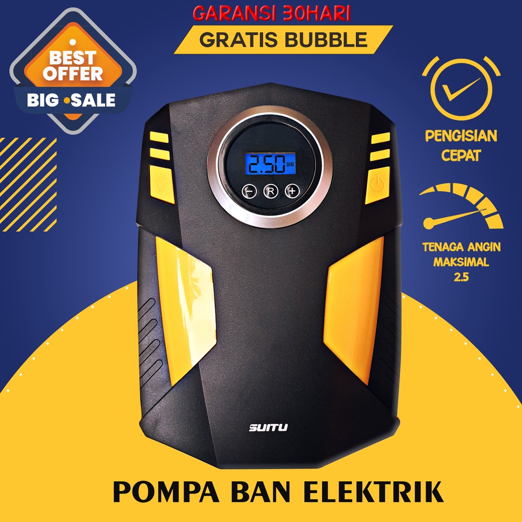 DIGITAL Pompa Ban Elektrik Mobil Elektrik 12 volt 2.5BAR Full Power and Safe