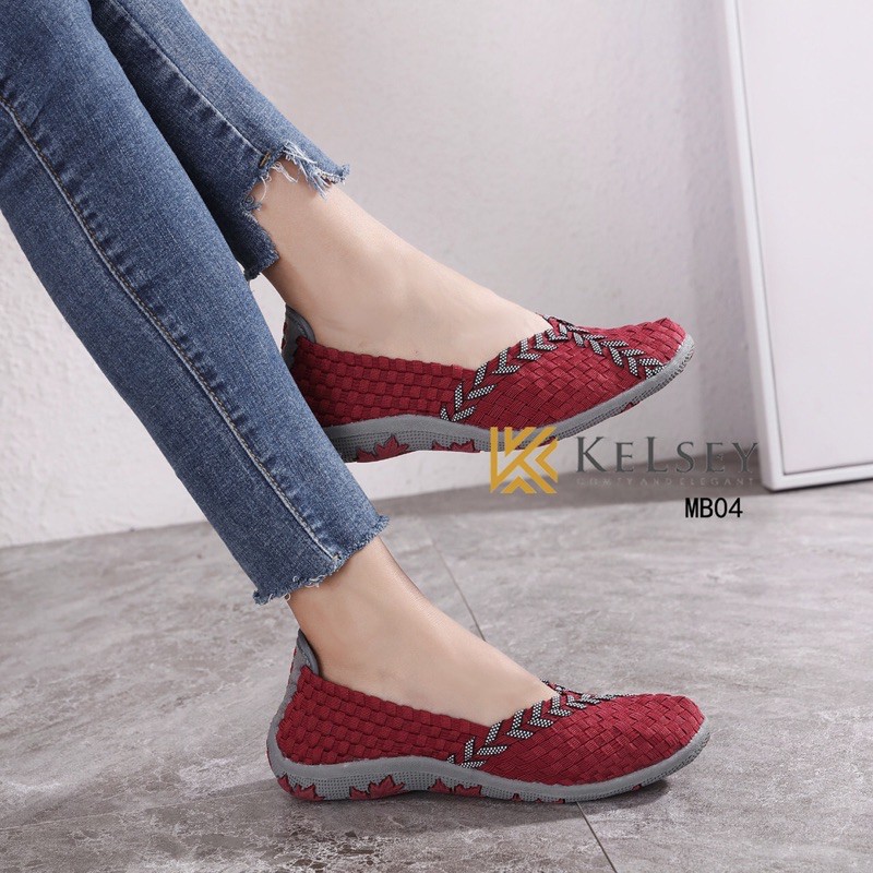 (GRATIS ALAS KAKI) NICOLE SEPATU RAJUT WANITA KELSEY MB04 SEPATU FLAT RAJUT Flats Shoes Rajut anyaman