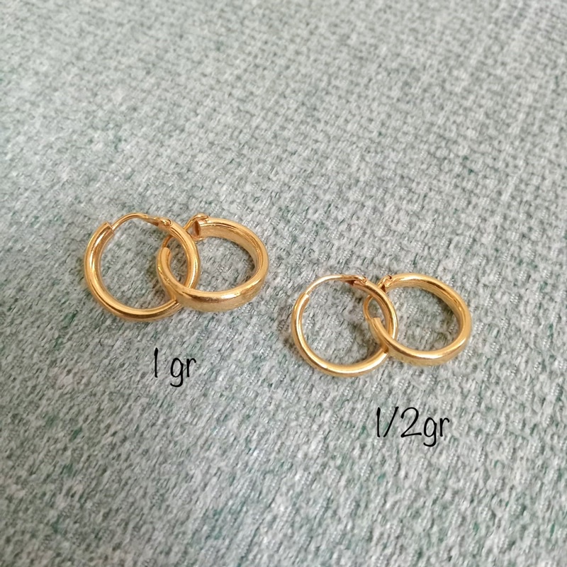 Anting Bulat Polos Emas Muda 1/2 Gram dan 1 Gram