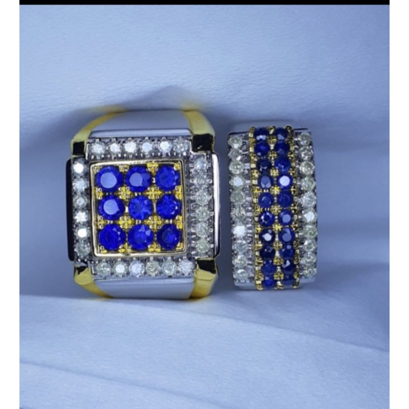 cincin perak couple berlian dan batu permata