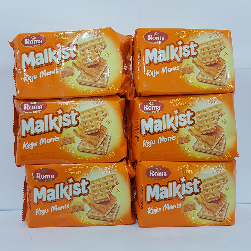 

Roma Malkist Keju Manis 115gr Isi 6 Bungkus/Snack/Camilan/Biscuit/Makanan Ringan/Biskuit/Kue Kering