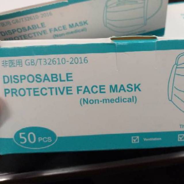 Masker 3ply non-medis Disposable model Earloop isi 1 karton
