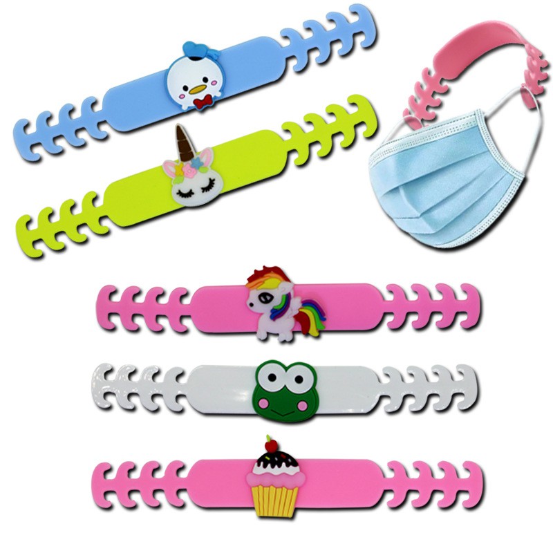 5pcs / Set Strap Extension Tali Masker Bahan Silikon Aneka Warna Adjustable Anti Slip Untuk Anak / Dewasa