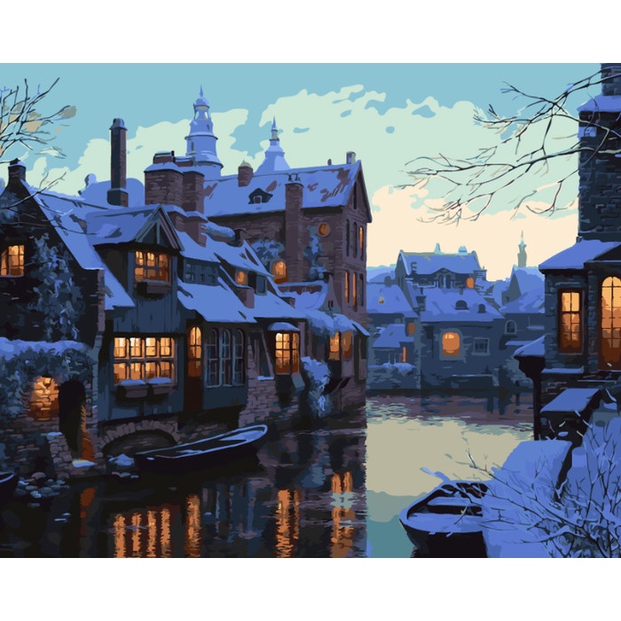 

Produk Terbaru Diy Painting Paint By Numbers Canvas Lukis Snow Town 40*50