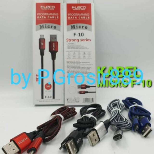 Kabel data usb charge fleco F10 support 3A fast charging tipe micro KABEL BULAT PANJANG 1M