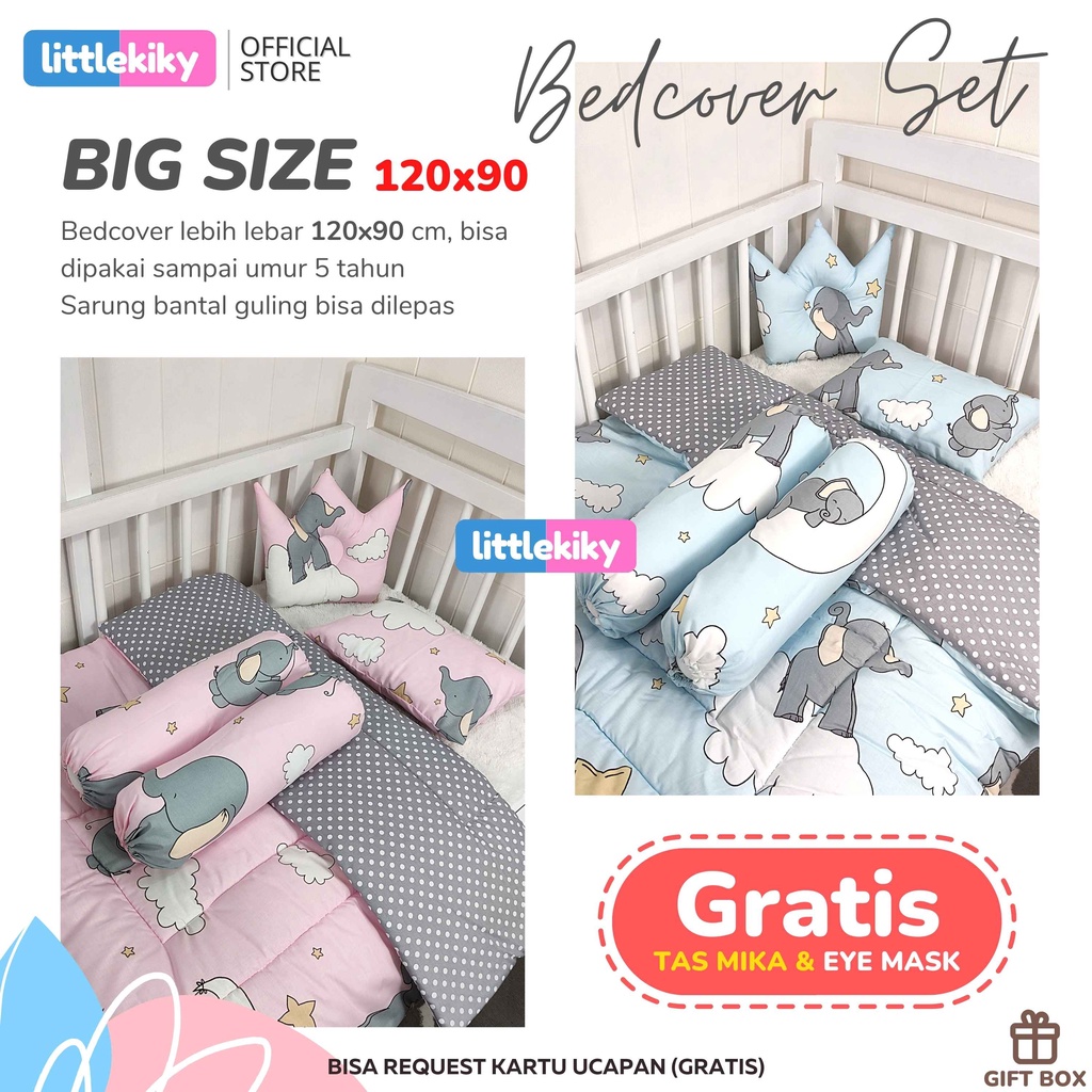 Bedcover Bayi Set Lengkap ( Bedcover, Bantal Guling Bayi, Bantal Crown ) Kado Bayi Motif Anak