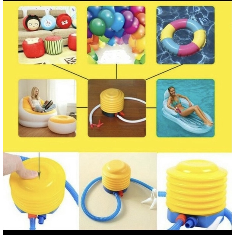 Pompa Balon Angin Injak Kaki Kolam Renang Pelampung Bola Manual Kuning