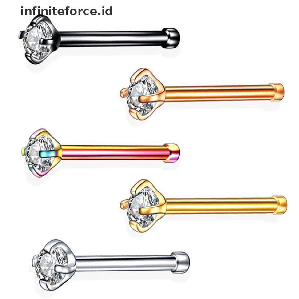 Infiniteforce.id 5pcs / Set Cincin Tindik Hidung / Tubuh 20g Hias Kristal