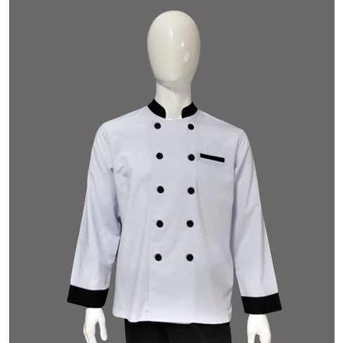 Chef Wear Baju Koki Putih Lengan Panjang Bbk S-XL