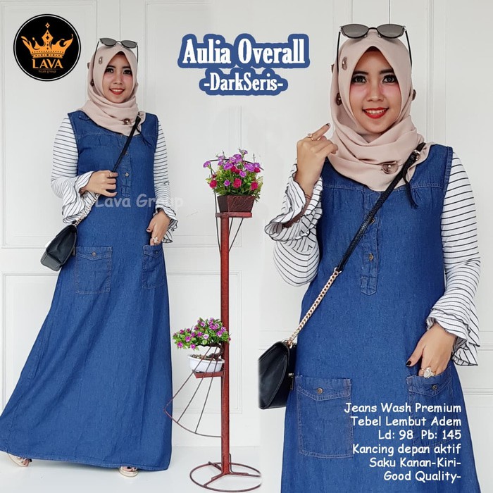 baju wanita aulia overall BAVERY jeans wash denim murah casual