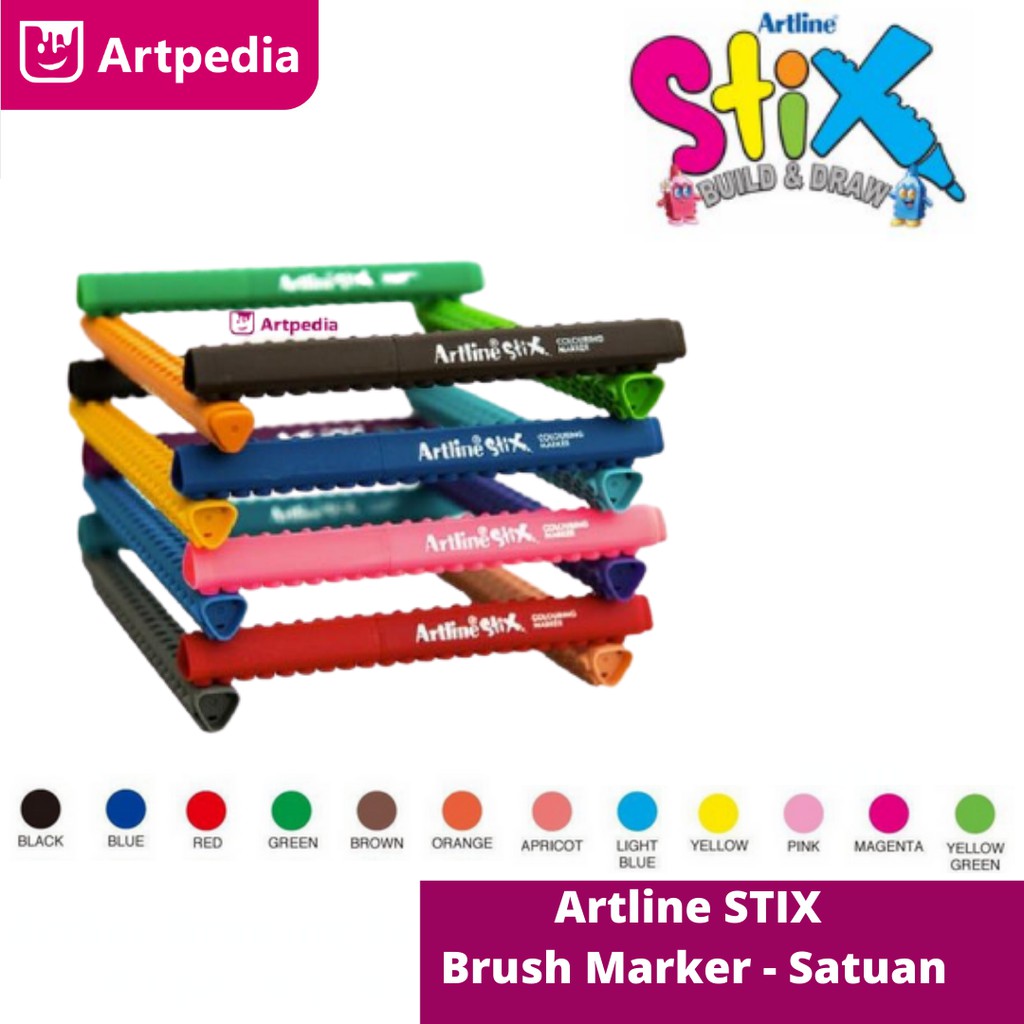 

ARTLINE STIX BRUSH MARKER - SATUAN TERLENGKAP 20 WARNA / BRUSH PEN MURAH - BEST SELLER