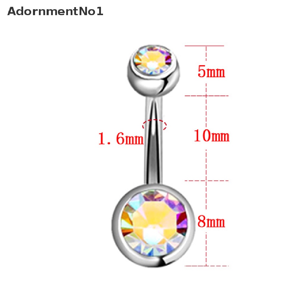 (AdornmentNo1) 1 Set Cincin Tindik Pusar Hias Kristal / Berlian Imitasi Untuk Wanita