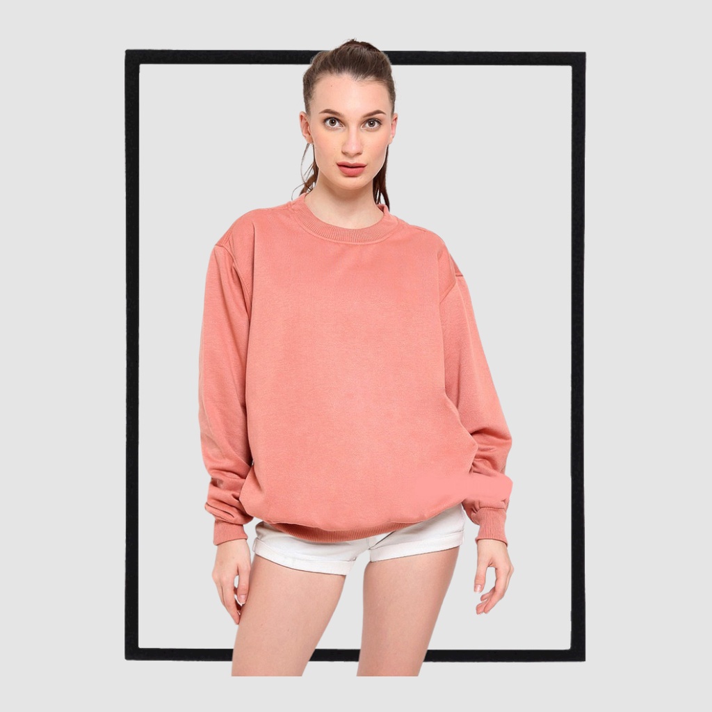 SWEATER_ID Basic Sweater Salem Salmon Polos Unisex Fleece Tebal Premium