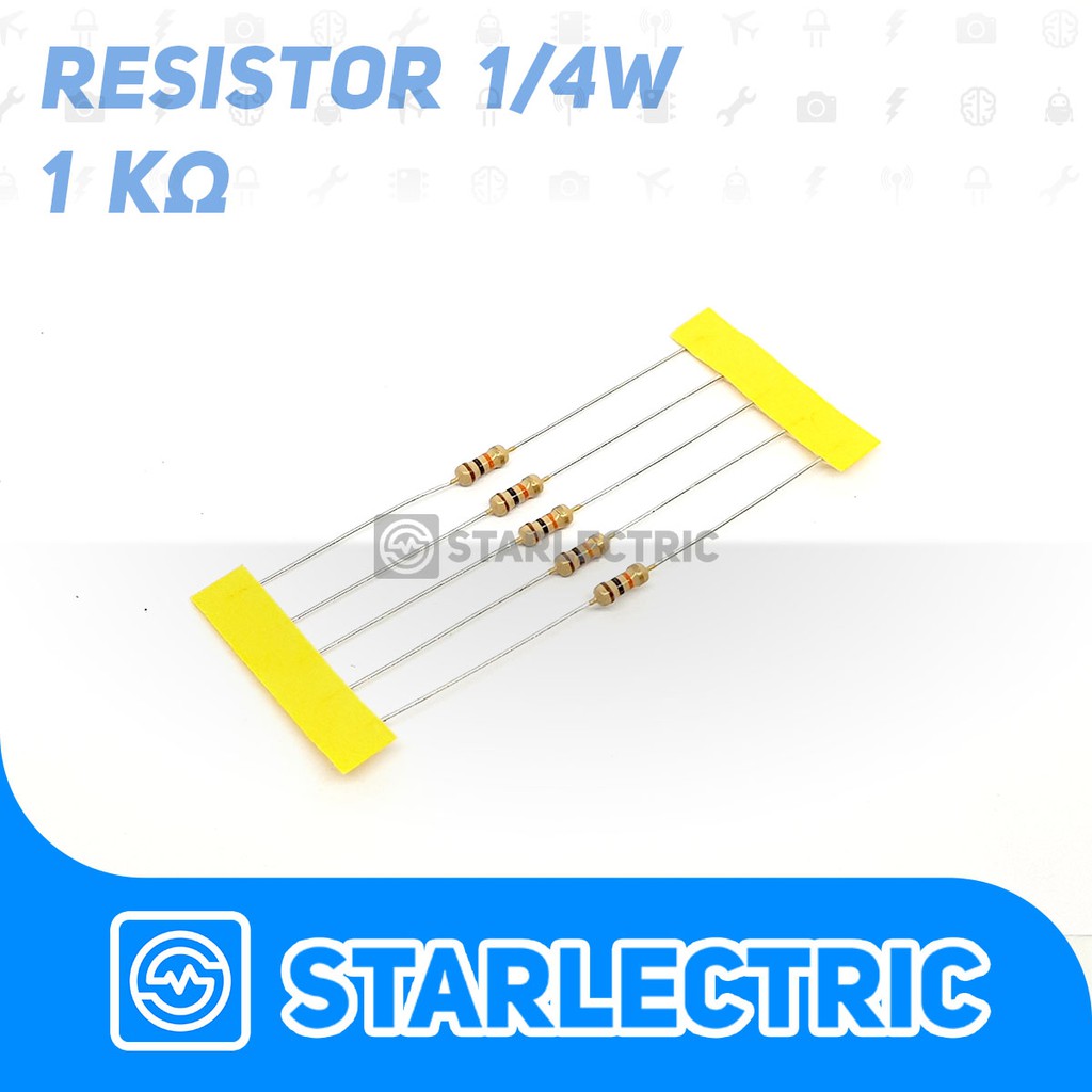 Resistor 1000 1000R 1K Ohm 1/4 W 5% 5pcs/pack