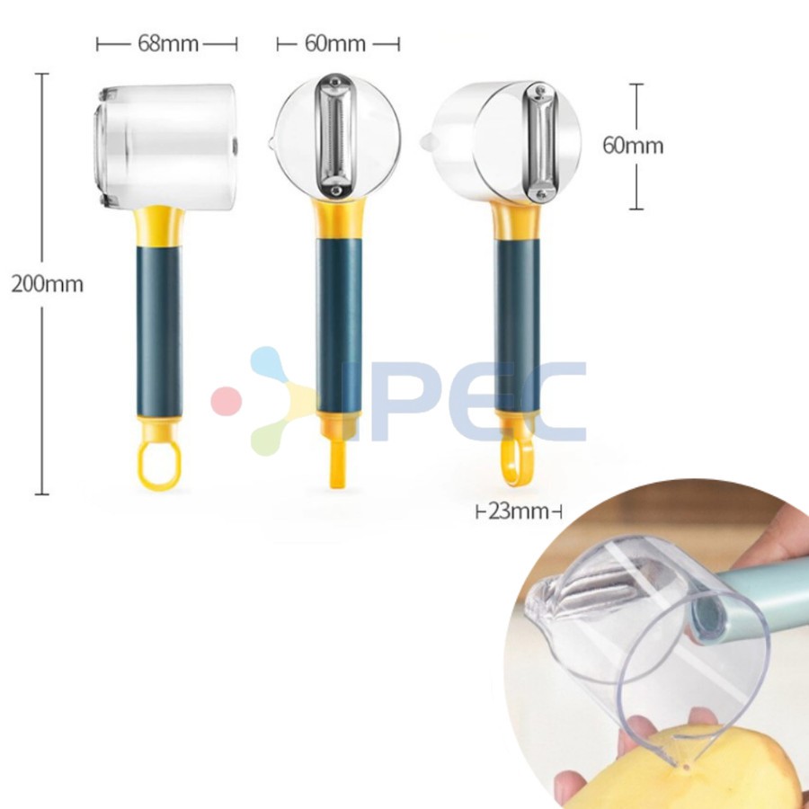 Peel Peeler Pengupas Buah / Sayuran Multi-fungsi / Pengupas Wortel Timun / Peeler Dengan tabung Sampah 20049