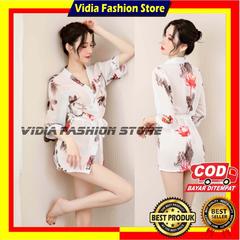 Baju Tidur Kimono Mini Dress Dres Lingerie Lingeri Sleepwear Wanita Cewek Seksi Sexy Import Impor Ko