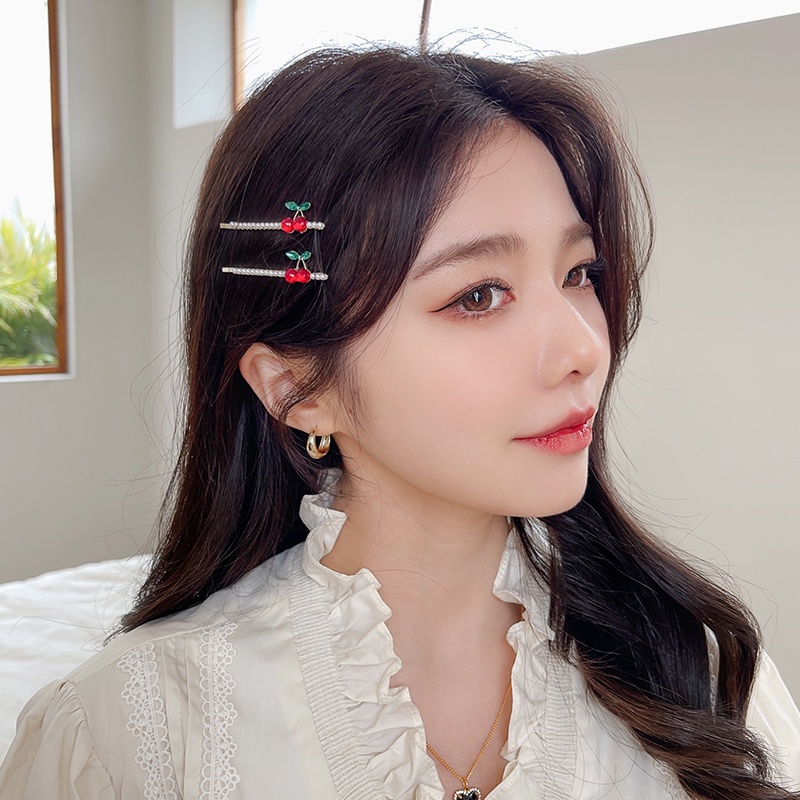 Jepit Rambut Mutiara cherry Kecil Yang Lucu Korea Manis Aksesoris Rambut Yang Lucu