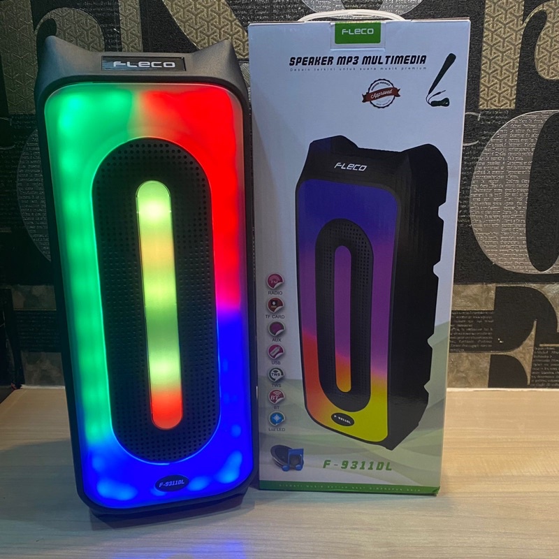 SPEAKER BLUETOOTH LED FLECO FREE MIC KARAOKE F9311DL/F9312DL/F9312DL SUBWOOFER 8INCH WIRELESS MULTIMEDIA PRODUK TERPOPULER SEN