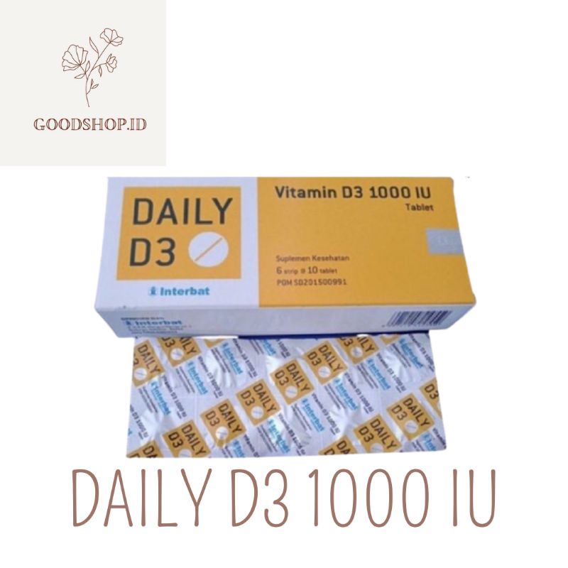 Jual DAILY D3 VITAMIN D3 1000 IU PER BOX 60 TABLET