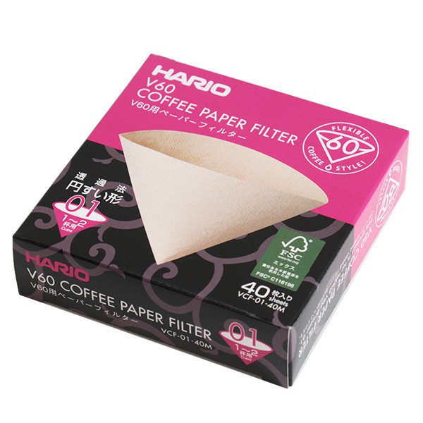 Hario Coffee Paper Filter bleach V60 1-2 Cup 40 Pcs / Kertas Penyaring Kopi