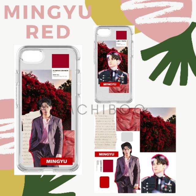 DIY sticker set seventeen mingyu soft red purple aesthetic retro paper kpop hp case murah lucu