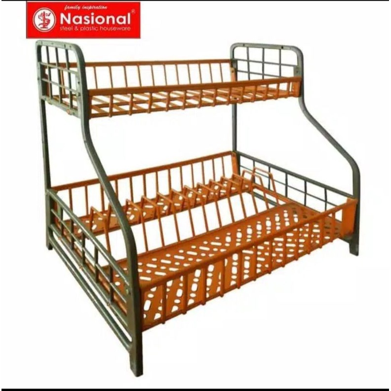 Rak piring plastik 2 tingkat, Rak piring Meja, Rak Piring Nasional, kuat dan tebal