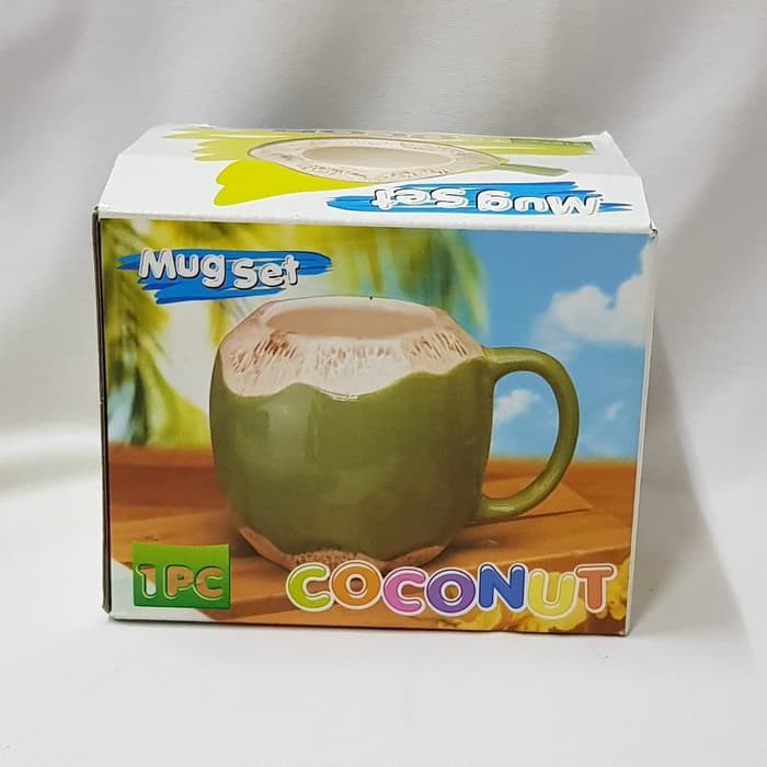 Cangkir Mug Bentuk Kelapa / Ceramic Coconut Mug