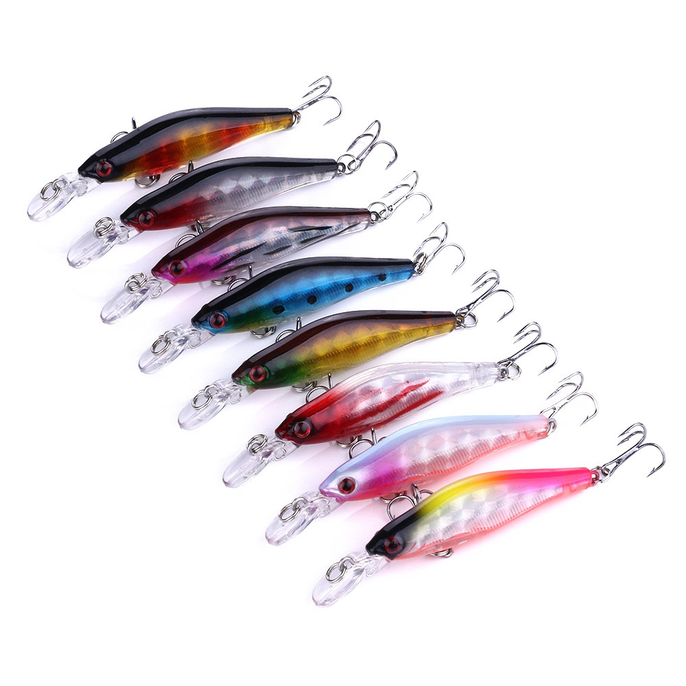 Hengjia 8pcs/set Minnow Umpan Pancing  Memancing Swimbait Fishing Lure Tackle