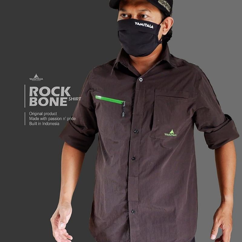 KEMEJA LENGAN PANJANG/PENDEK LIPAT HITAM POLOS YAMITALA ROCK BONE