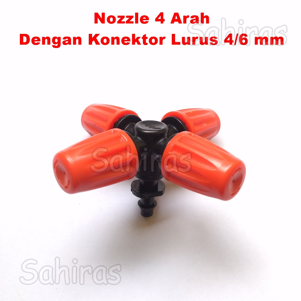 Nozzle Sprayer Kabut Cabang 4 Dengan Konektor Lurus 4/6 mm Untuk Sistem Pendingin Kandang Ayam, Ruma