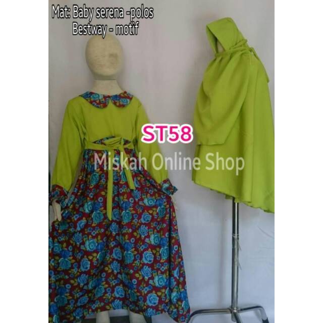 [MISKAH] Size 7 & 9. Stelan gamis banat anak perempuan. Set Gamis Cadar
