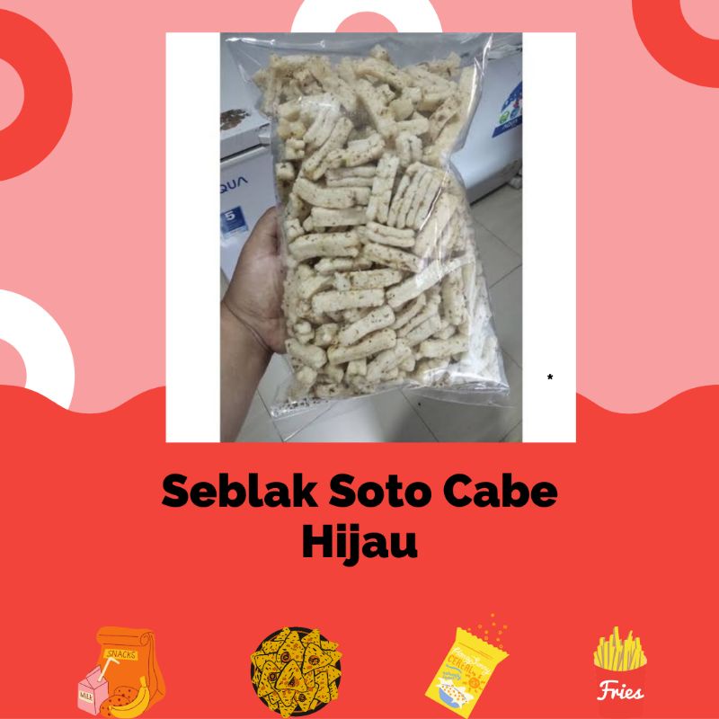 

Seblak Soto Cabe Hijau - Krupuk Seblak Cabe Hijau - Snack Jajan Kiloan