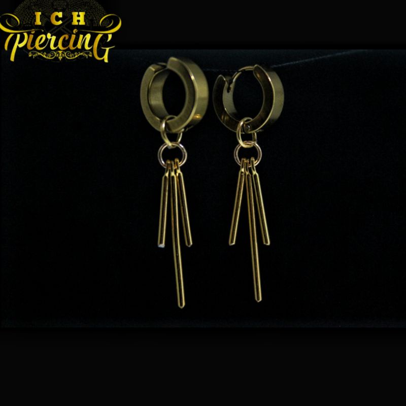 ANTING KPOP TINDIK DAN JEPIT / ANTING BTS KUALITAS PREMIUM / ANTING RUMBAI GOLD