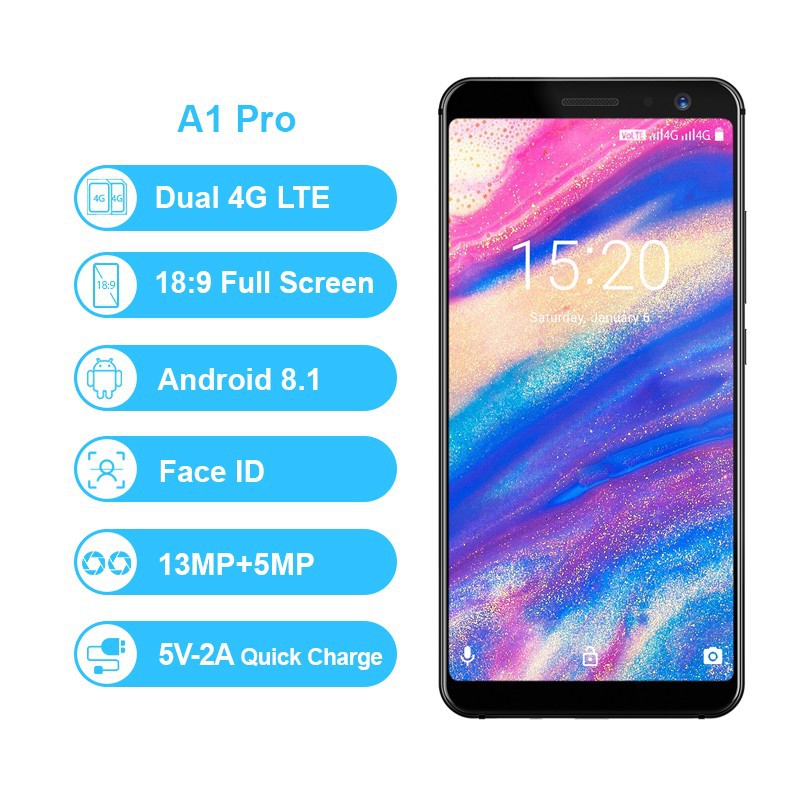 Umidigi A1 Pro Global Version Dual 4G Smartphone 18:9 Full Screen 3G+16G Face ID