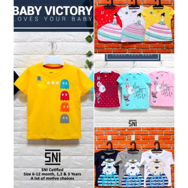 Ecer dan grosir Kaos anak baby victory untuk anak laki dan perempuan 1 - 5 tahun nablfashion