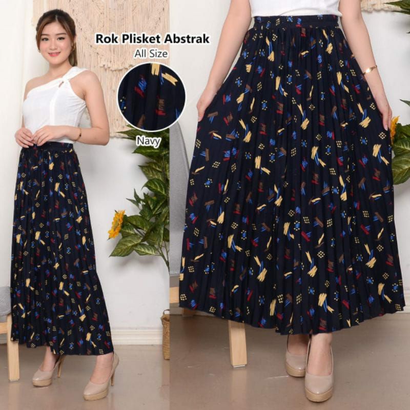 ROK PLISKET  MOTIF ABSTRAK / ROK PREMIUM WANITA / ROK KEKINIAN / TERBARU