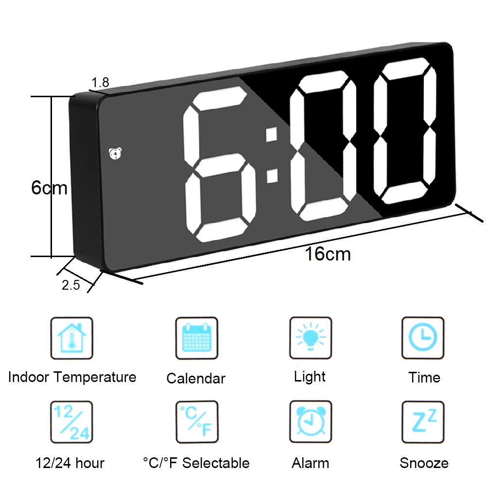 Jam Meja Digital Led Weker Table Tidur Digital Alarm Clock GH-0712L 3D Modern Snooze Mode Kecerahan