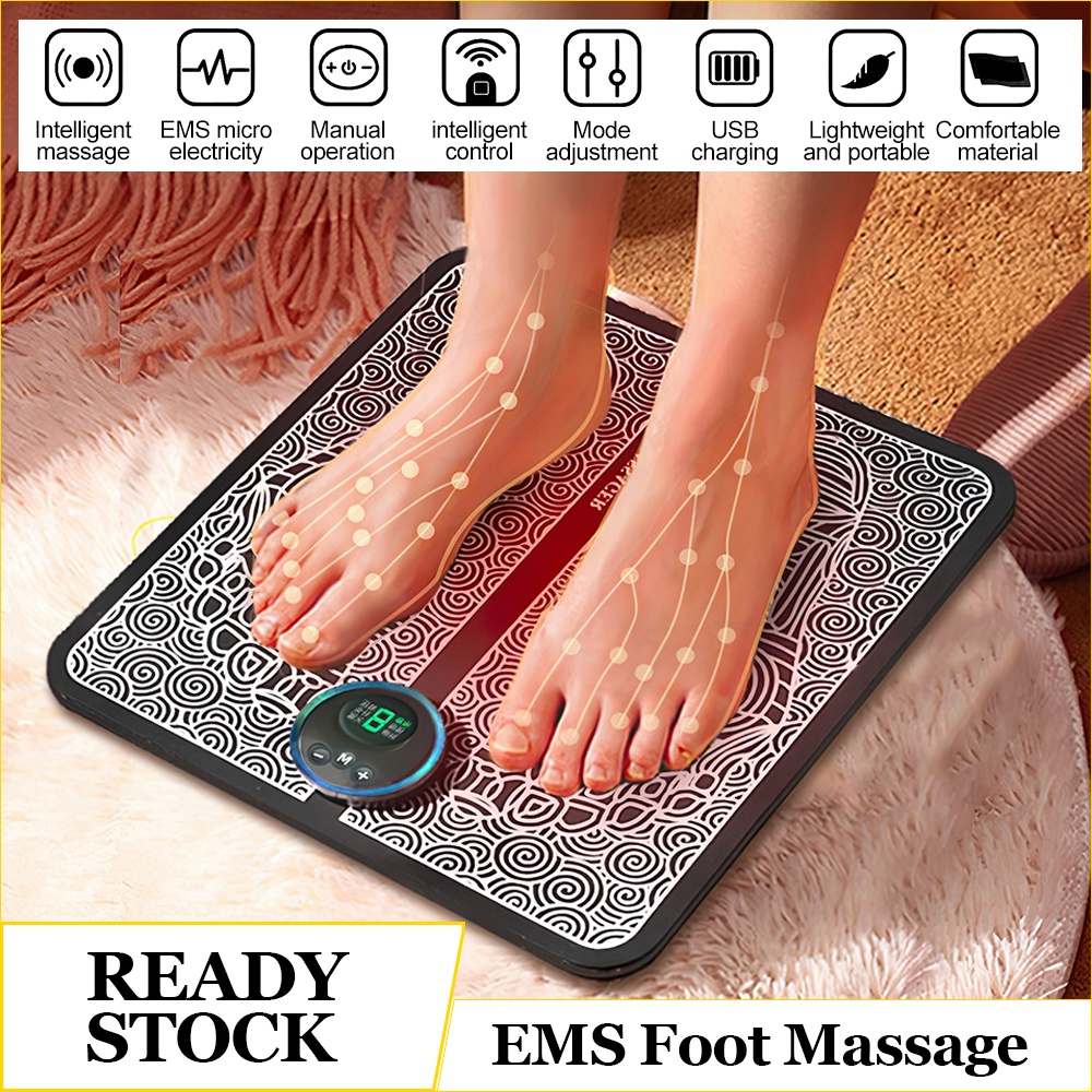 EMS Foot Massager Pijat Kaki EMS Pad Mat Listrik Tikar Pulse Akupunktur Pengisian Meningkatkan Sirkulasi Darah Meredakan Sakit